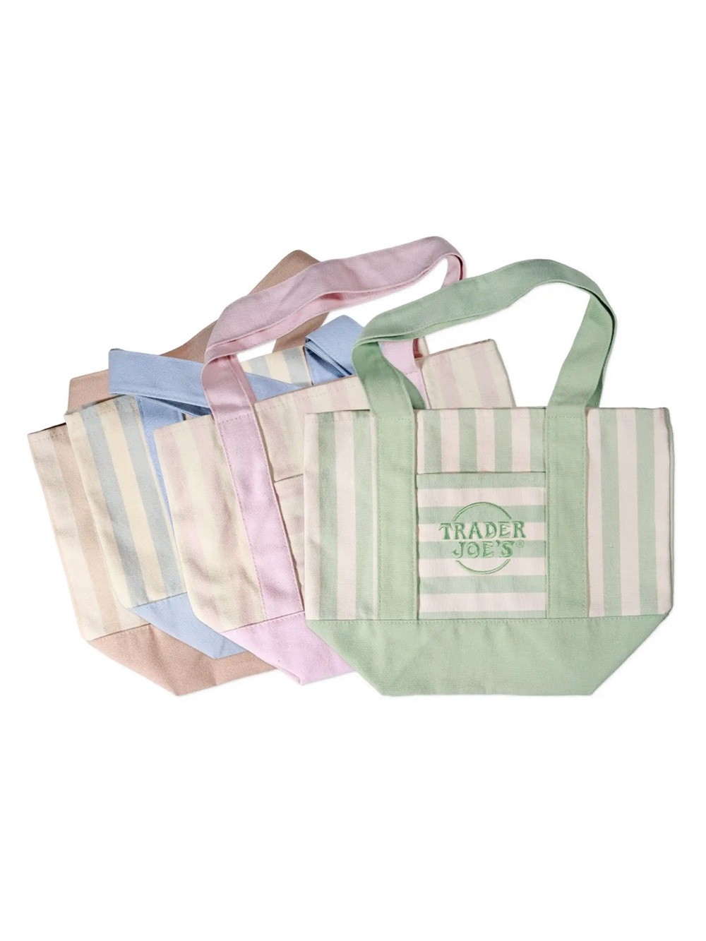 Trader Joe's Pastel Striped Canvas Mini Tote Bag